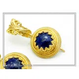 Natural Lapis Lazuli Ancient Greek Antefix Earrings: Sterling Silver Gold-Filled Filigree,