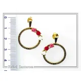 Alabaster Rose Flowers Gems Hoops Floral Earrings for Girls: Sterling Silver 18K Gold Filled