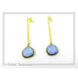 Sea Rock Drop Earrings: Sea Blue Enamel on Gold-Filled Sterling Silver