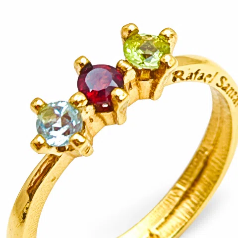 Sterling Silver 18k Gold Filled Ring with Garnet Topaz Peridot Handmade Modern Jewelry Design