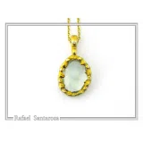 Filigree Bezel on Natural Sky Blue Topaz Pendant: Sterling Silver 18K Gold-Filled