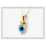 Evil Eye Necklace, Byzantine Filigree Talisman Against Evil: Sterling Silver 18K Gold Filled Charm