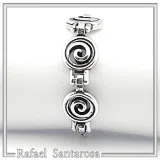 Spiral Eternity Symbol Beaded Ring: Handmade Oxidized Sterling Silver