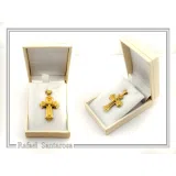 Byzantine Filigree Cross: 18k Solid Yellow Gold Greek Orthodox Religious Baptism Cross Pendant