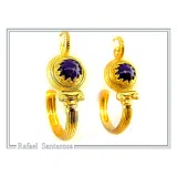 Genuine Lapis Lazuli Greek Column Hoop Earrings: 18K Gold-Filled Sterling Silver, Museum Jewelry
