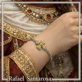 Byzantine Filigree Cross Bracelet: Oxidized and 18K Gold Filled Sterling Silver