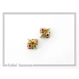 Rose Flowers minimal Stud Earrings: Red and White Alabaster Flowers, Sterling Silver 18K Gold-Filled
