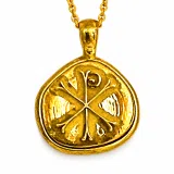 Chi Rho Jesus Christ Religious Pendant: 18k Gold Filled Sterling Silver Orthodox Catholic Charm