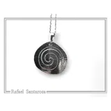 Chi Ro Christian Talisman Pendant: Sky Blue Enamel on Oxidized Sterling Silver Constantinato