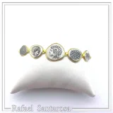 Beaded Museum Greek Coins Bracelet: Oxidised and 18K Gold Filled Sterling Silver replicas