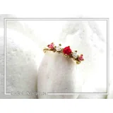 Handmade Alabaster Rose Flowers Bouquet Floral Band Ring: Sterling Silver 18k Gold Filled