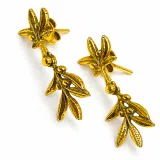 18K Gold Filled Sterling Silver Olive Branch Dangle Earrings: Floral Olive Greek Jewelry