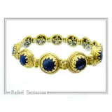 Genuine Lapis Lazuli Filigree Byzantine Beaded Bracelet: Gold-Filled Sterling Silver Handmade Jewelry