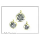 St George Killing Dragon Necklace Byzantine Talisman: Sterling Silver Oxidised & 18K Gold-Filled