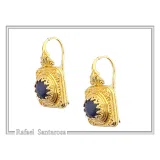 Genuine Lapis Lazuli Ancient Greek Style Earrings: 18K Gold-Filled Sterling Silver, Museum Jewelry