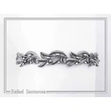 Olive Leaf Branch Beaded Bracelet Peace Symbol: Oxidized Sterling Silver Handmade Greek Jewelry