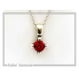 Rose Flower Pendant: Handmade Sculptured Alabaster and 18K Gold-Filled Sterling Silver Necklace