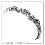 Olive Leaf Branch Beaded Bracelet Peace Symbol: Oxidized Sterling Silver Handmade Greek Jewelry