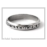 Oxidized Sterling Silver Orthodox Prayer "Kyrie Eleison" Band Ring: Handmade Religious Jewelry