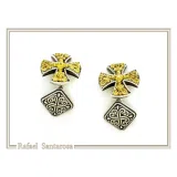 Byzantine Religious Cross Cufflinks: Oxidized & 18k Gold Filled Filigree Sterling Silver Christian cufflinks