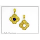 Natural Lapis Lazuli Byzantine Filigree Cross Pendant: 18K Gold-Filled Sterling Silver