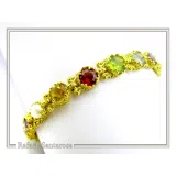 Multi Genuine Gemstone Beaded Bracelet: 18K Solid Gold Byzantine Filigree Tennis Bracelet