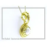 Genuine Lapis Lazuli Greek Filigree Pendant: Sterling Silver 18K Gold Filled Natural Pearl Necklace