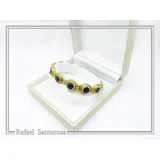 Genuine Lapis Lazuli Filigree Byzantine Beaded Bracelet: Gold-Filled Sterling Silver Handmade Jewelry