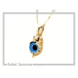 Evil Eye Necklace, Byzantine Filigree Talisman Against Evil: Sterling Silver 18K Gold Filled Charm