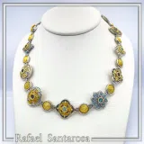 Handmade Byzantine Necklace Sterling Silver Oxidized 18K Gold Filled Topaz Amethyst Peridot Garnet Jewelry