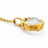Natural Sky-Blue Topaz Pendant: Floral Bezel 18K Gold-Filled Sterling Silver Charm