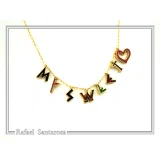 Personalized Names and Words Necklace: 18k Gold Filled Sterling Silver Enamel Colored Charm