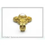 Natural Lapis Lazuli Byzantine Filigree Cross Pendant: 18K Gold-Filled Sterling Silver