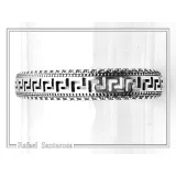 Greek Key Meander Oxidized Sterling Silver Cuff Bracelet, Museum Inspired Unisex Adjustable Jewelry