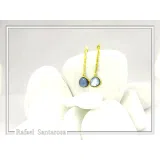 Sea Rock Drop Earrings: Sea Blue Enamel on Gold-Filled Sterling Silver