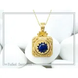 Genuine Lapis Lazuli Byzantine Filigree handmade Pendant: Sterling Silver Gold Filled