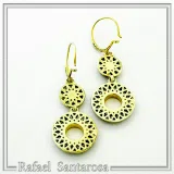 Greek Key and Greek flower Museum Earrings: 18K Gold Filled & Oxidized Sterling Silver