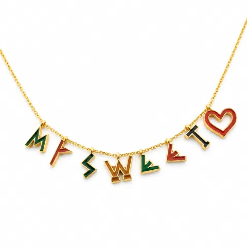 Personalized Names and Words Necklace: 18k Gold Filled Sterling Silver Enamel Colored Charm