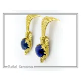 Byzantine Filigree Genuine Lapis Lazuli Delicate Earrings: Sterling Silver 18K Gold-Filled