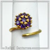 Sterling Silver 18K Gold Filled Rosette Ring • 7 Amethysts, Topaz, Peridot, Garnet Options