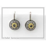 Byzantine Filigree Natural Gem Silver Earrings: Garnet, Topaz, Peridot, Amethyst, Pearl or Lapis