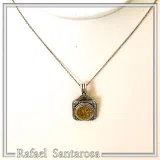 Jesus Christ Victorious Necklace: 18K Gold Christogram on Oxidized Silver. ICXC NIKA Orthodox Prayer
