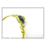 Art Deco Silver Bracelet: Amethyst, Topaz, Garnet, Gold Filled Filigree