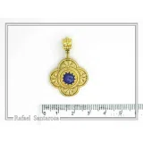 Natural Lapis Lazuli Byzantine Filigree Cross Pendant: 18K Gold-Filled Sterling Silver