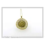 Alexander the Macedon coin silver necklace with Greek key 18k gold filled & sky-blue enamel.