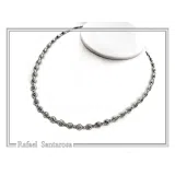 Spiral Eternity Symbol Beaded Necklace: Ancient Greek Museum Replica Jewelry Oxidized Sterling Silver