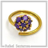 Sterling Silver 18K Gold Filled Rosette Ring • 7 Amethysts, Topaz, Peridot, Garnet Options