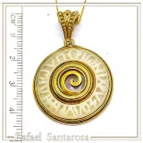 Ancient Greek Prayer Hymn to God Sun Pendant: 18k Gold Filled Silver, Sculptured Marble