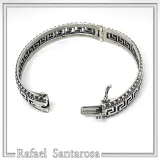 Greek Key Meander Oxidized Sterling Silver 925 Bangle Bracelet Handmade Artisan Jewelry Gift Women