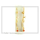 Gold-Filled Sterling Silver Rose Earrings: Red & White Alabaster Flowers